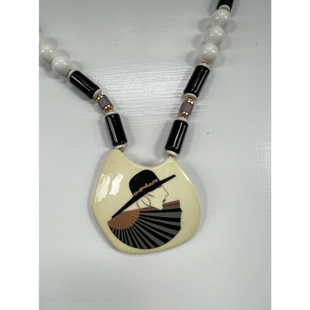 Vintage 1980s Necklace, deco inspired, Bold, Eclectic